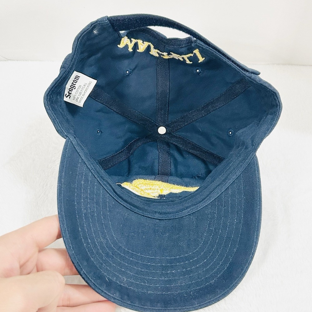 Martell Cognac Seagram Logo Hat Cap Adjustable Strapback‎ Blue Outdoors Workwear - Picture 5 of 6